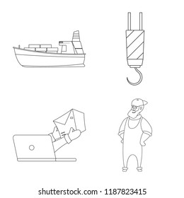 Vector illustration of goods and cargo logo. Set of goods and warehouse stock vector illustration.