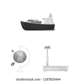 Vector illustration of goods and cargo logo. Set of goods and warehouse stock vector illustration.