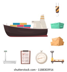 Vector illustration of goods and cargo logo. Collection of goods and warehouse stock symbol for web.