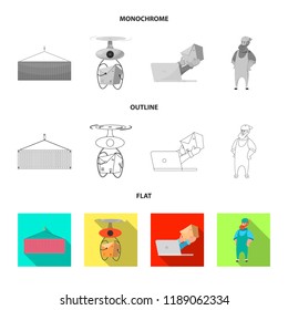 Vector illustration of goods and cargo logo. Collection of goods and warehouse vector icon for stock.