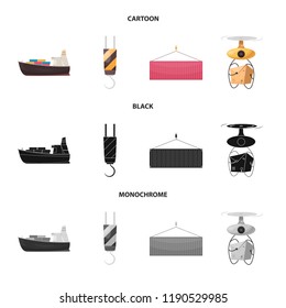 Vector illustration of goods and cargo logo. Set of goods and warehouse stock vector illustration.