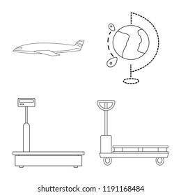 Vector illustration of goods and cargo logo. Set of goods and warehouse stock vector illustration.