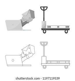 Vector illustration of goods and cargo logo. Collection of goods and warehouse stock symbol for web.