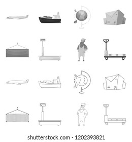 Vector illustration of goods and cargo logo. Set of goods and warehouse stock vector illustration.