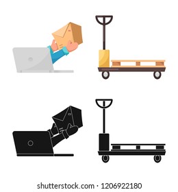 Vector illustration of goods and cargo logo. Collection of goods and warehouse stock symbol for web.