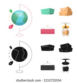 Vector illustration of goods and cargo logo. Set of goods and warehouse stock symbol for web.