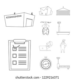 Vector illustration of goods and cargo logo. Set of goods and warehouse vector icon for stock.
