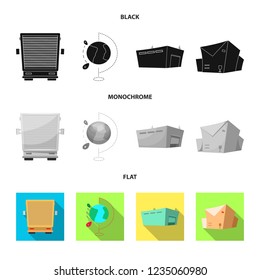 Vector illustration of goods and cargo logo. Set of goods and warehouse stock vector illustration.