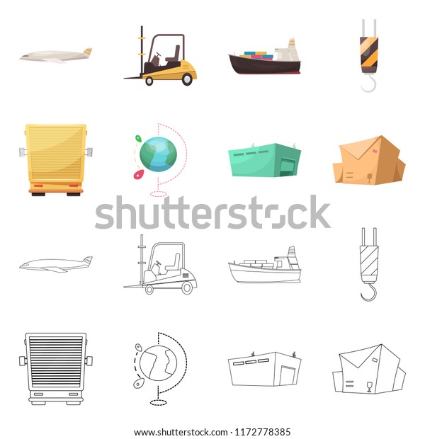 Vector illustration of goods\
and cargo logo. Set of goods and warehouse stock vector\
illustration.