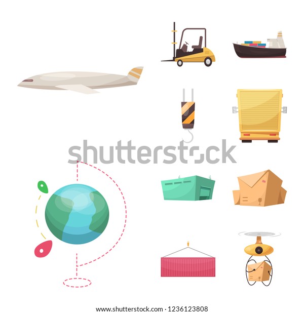 Vector illustration of goods and\
cargo logo. Set of goods and warehouse stock symbol for\
web.