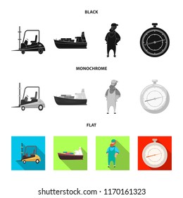 Vector illustration of goods and cargo sign. Set of goods and warehouse stock symbol for web.