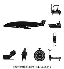 Vector illustration of goods and cargo sign. Set of goods and warehouse vector icon for stock.