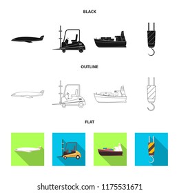 Vector illustration of goods and cargo sign. Set of goods and warehouse stock symbol for web.
