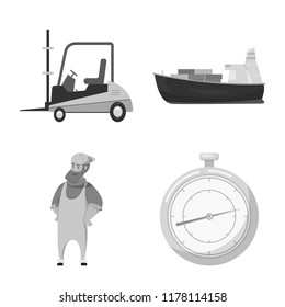 Vector illustration of goods and cargo sign. Set of goods and warehouse stock vector illustration.