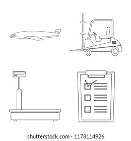 Vector illustration of goods and cargo sign. Set of goods and warehouse stock symbol for web.