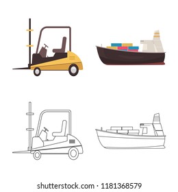 Vector illustration of goods and cargo sign. Set of goods and warehouse stock symbol for web.