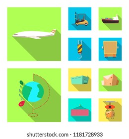 Vector illustration of goods and cargo sign. Collection of goods and warehouse vector icon for stock.