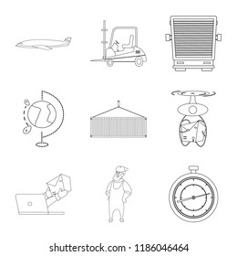 Vector illustration of goods and cargo sign. Collection of goods and warehouse stock vector illustration.