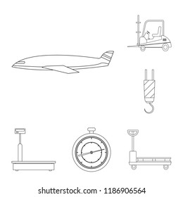 Vector illustration of goods and cargo sign. Collection of goods and warehouse stock vector illustration.