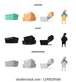 Vector illustration of goods and cargo sign. Set of goods and warehouse stock vector illustration.