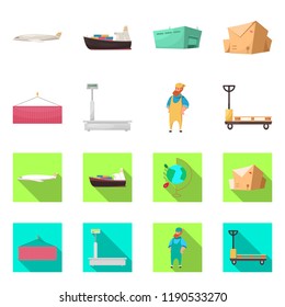 Vector illustration of goods and cargo sign. Collection of goods and warehouse stock vector illustration.