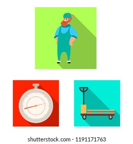Vector illustration of goods and cargo sign. Set of goods and warehouse stock vector illustration.