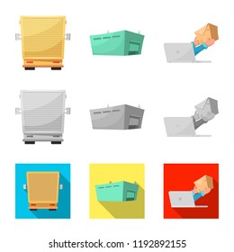 Vector illustration of goods and cargo sign. Collection of goods and warehouse stock symbol for web.