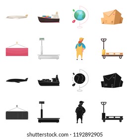 Vector illustration of goods and cargo sign. Collection of goods and warehouse stock symbol for web.