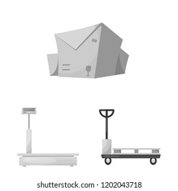 Vector illustration of goods and cargo sign. Set of goods and warehouse stock symbol for web.