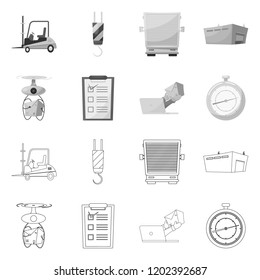 Vector illustration of goods and cargo sign. Collection of goods and warehouse vector icon for stock.