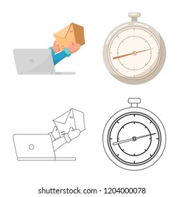 Vector illustration of goods and cargo sign. Set of goods and warehouse vector icon for stock.