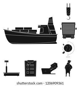 Vector illustration of goods and cargo sign. Set of goods and warehouse stock vector illustration.