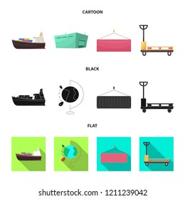 Vector illustration of goods and cargo sign. Collection of goods and warehouse vector icon for stock.