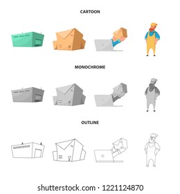 Vector illustration of goods and cargo sign. Set of goods and warehouse vector icon for stock.