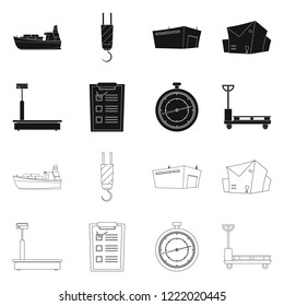 Vector illustration of goods and cargo sign. Collection of goods and warehouse stock vector illustration.