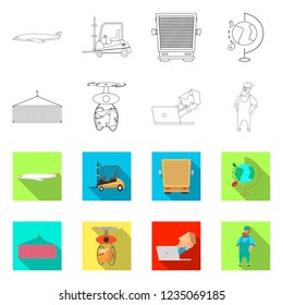 Vector illustration of goods and cargo sign. Set of goods and warehouse stock symbol for web.