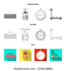 Vector illustration of goods and cargo sign. Set of goods and warehouse stock symbol for web.
