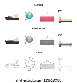 Vector illustration of goods and cargo sign. Set of goods and warehouse stock symbol for web.