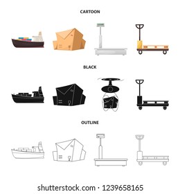 Vector illustration of goods and cargo sign. Set of goods and warehouse stock vector illustration.