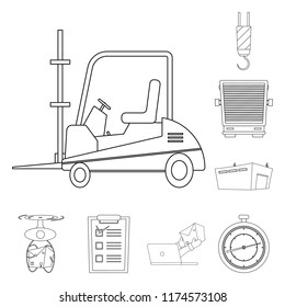 Vector illustration of goods and cargo symbol. Set of goods and warehouse stock vector illustration.