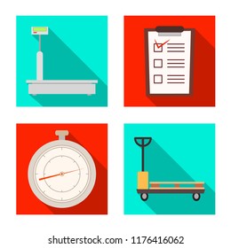 Vector illustration of goods and cargo symbol. Set of goods and warehouse vector icon for stock.