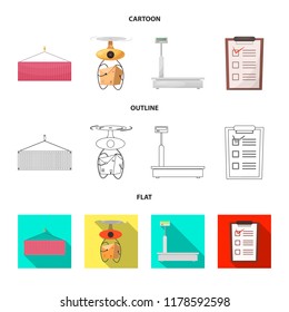 Vector illustration of goods and cargo symbol. Set of goods and warehouse stock symbol for web.