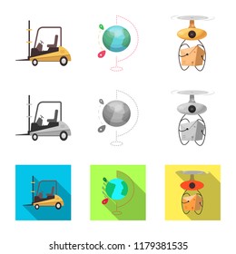 Vector illustration of goods and cargo symbol. Set of goods and warehouse stock symbol for web.