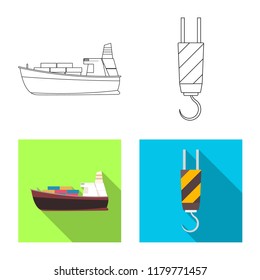 Vector illustration of goods and cargo symbol. Set of goods and warehouse vector icon for stock.
