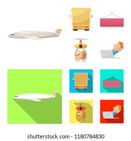Vector illustration of goods and cargo symbol. Set of goods and warehouse stock symbol for web.