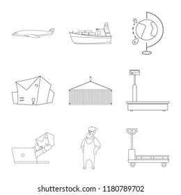 Vector illustration of goods and cargo symbol. Collection of goods and warehouse stock vector illustration.