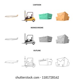 Vector illustration of goods and cargo symbol. Set of goods and warehouse stock vector illustration.