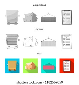 Vector illustration of goods and cargo symbol. Set of goods and warehouse vector icon for stock.