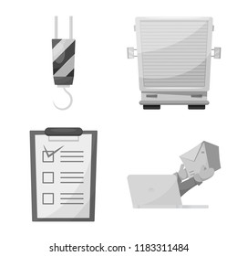 Vector illustration of goods and cargo symbol. Set of goods and warehouse vector icon for stock.