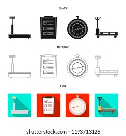 Vector illustration of goods and cargo symbol. Set of goods and warehouse stock vector illustration.